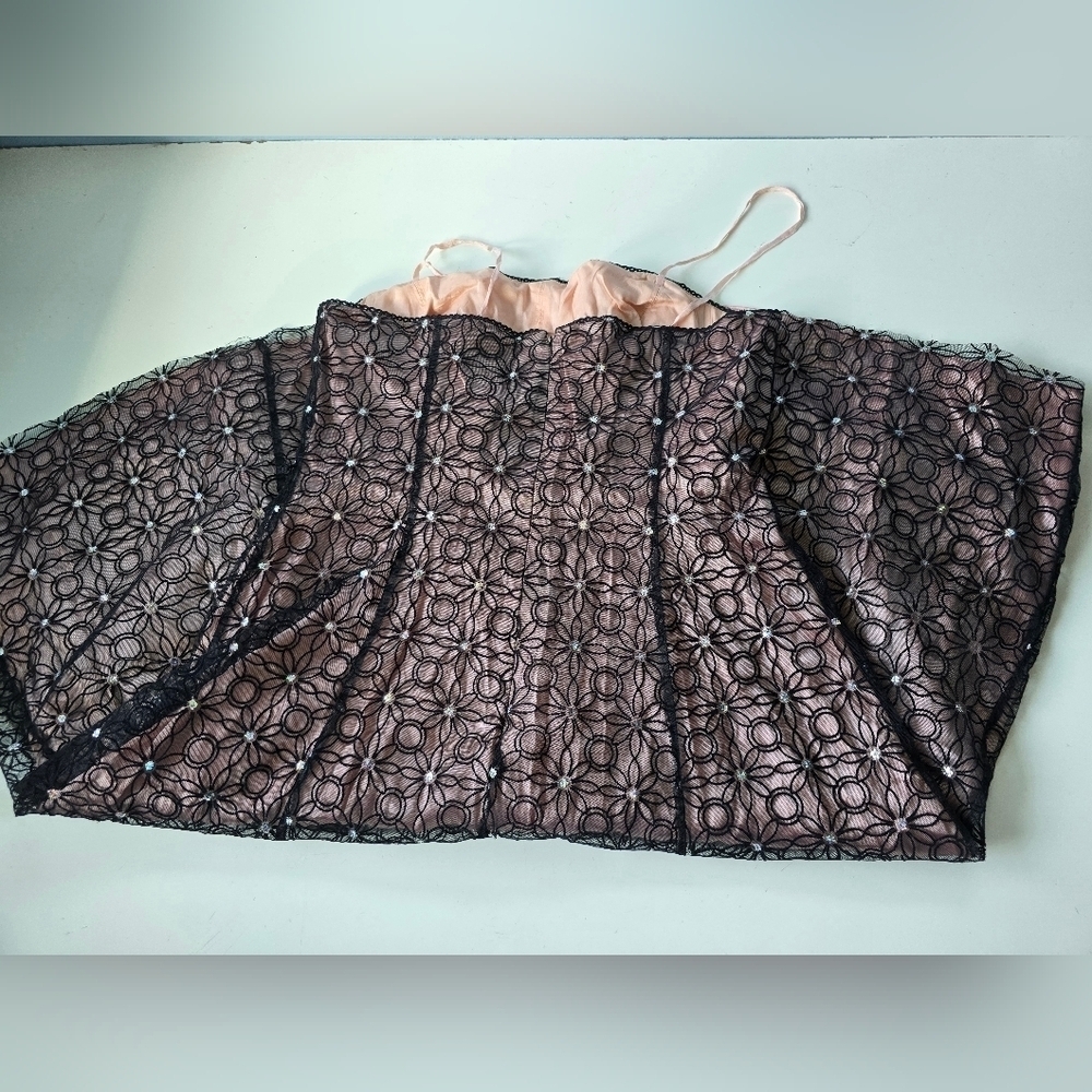 Adrianna Papell Botique Mesh Sequins Cocktail Black Strapless Dress 14 - Picture 15 of 16